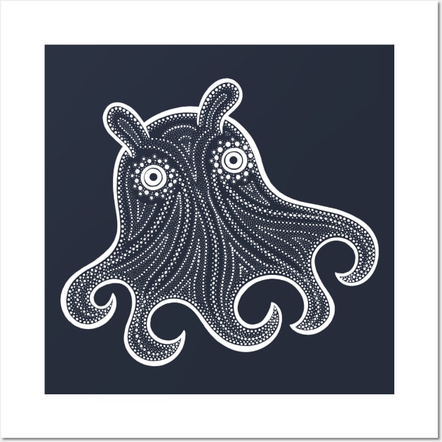 Flapjack or Dumbo Octopus drawing - cute ocean creature art Wall Art by Green Paladin